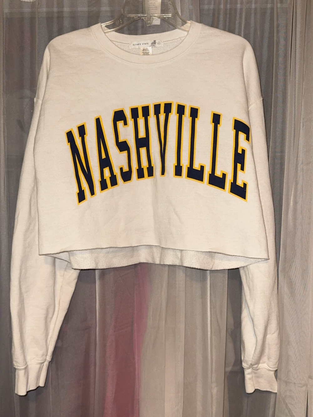 Altar'd State White Nashville Cropped Crewneck Top